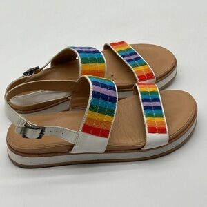 Soludos Remy City Sandals Rainbow and White Women’s Size 9 Embroidered